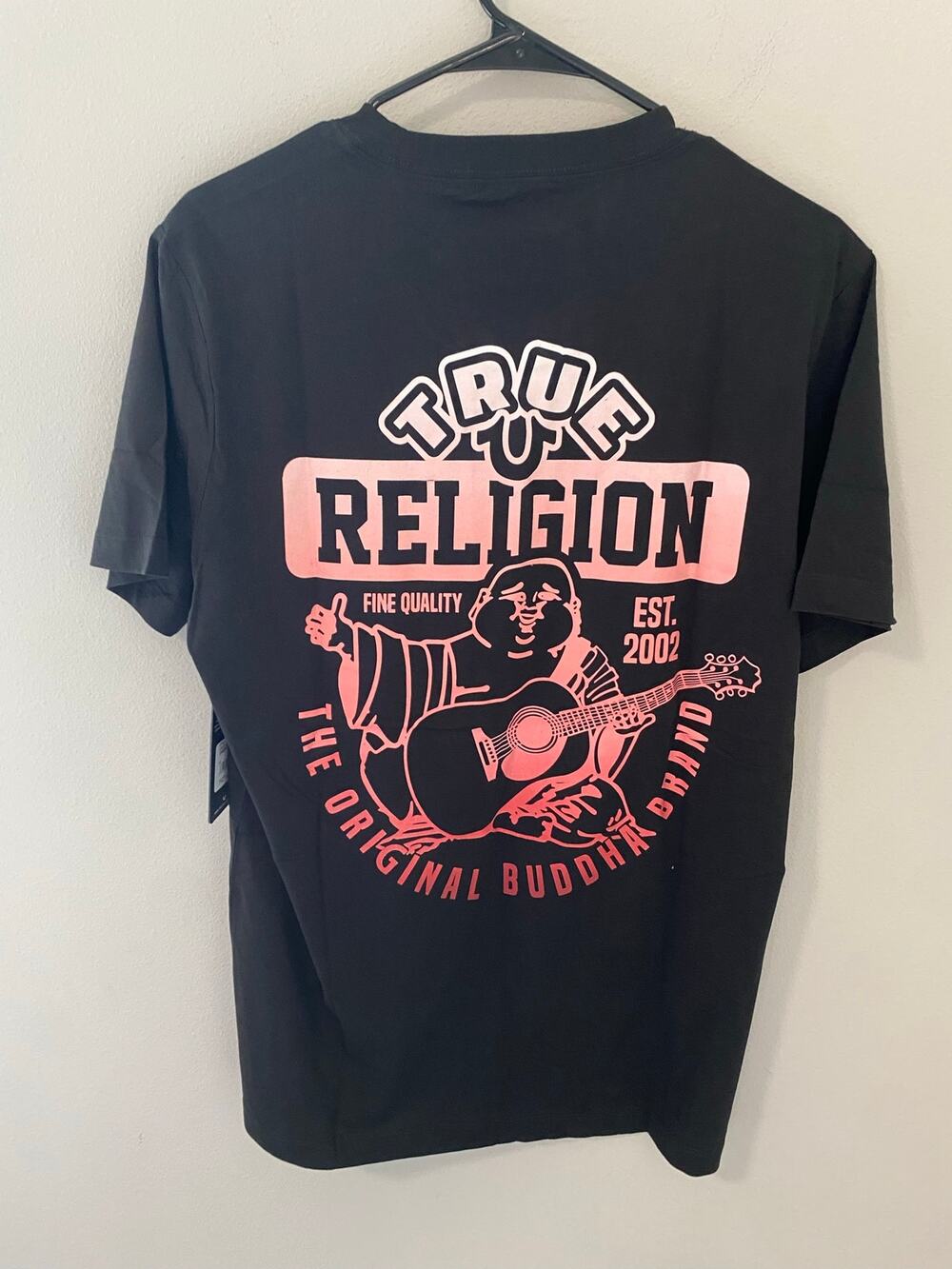 True Religion Gradient Buddha Graphic Tee Black Short Sleeve Medium NWT